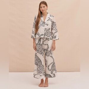 BOXY SHIRT AND WIDE LEG TROUSER SET THE JAG PRINT CREAM Size M